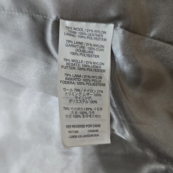 J Crew Stadium Cloth Color Blocked Coat Leather Detail Like NEW 4 - Picture 9 of 9